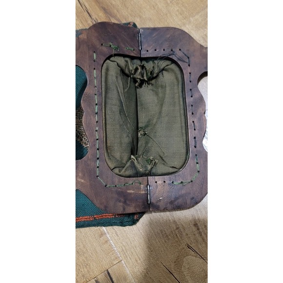 Vtg 1950s Embroidered Tapestry Handbag Purse - Picture 7 of 10